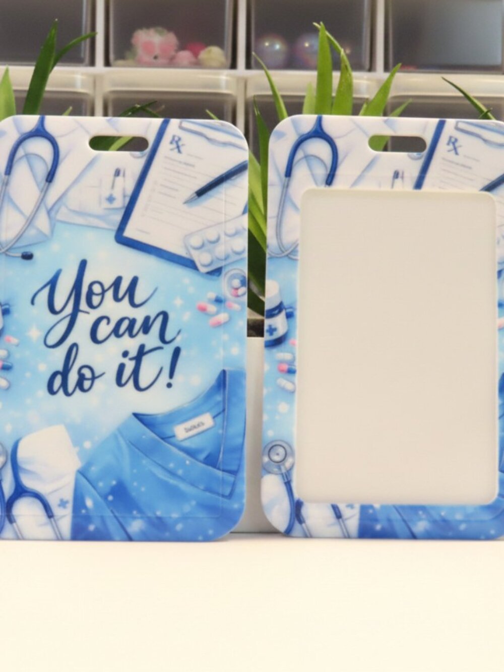 You Can Do It! Medical Blue Scrubs Badge Holder - Picture 3 of 5